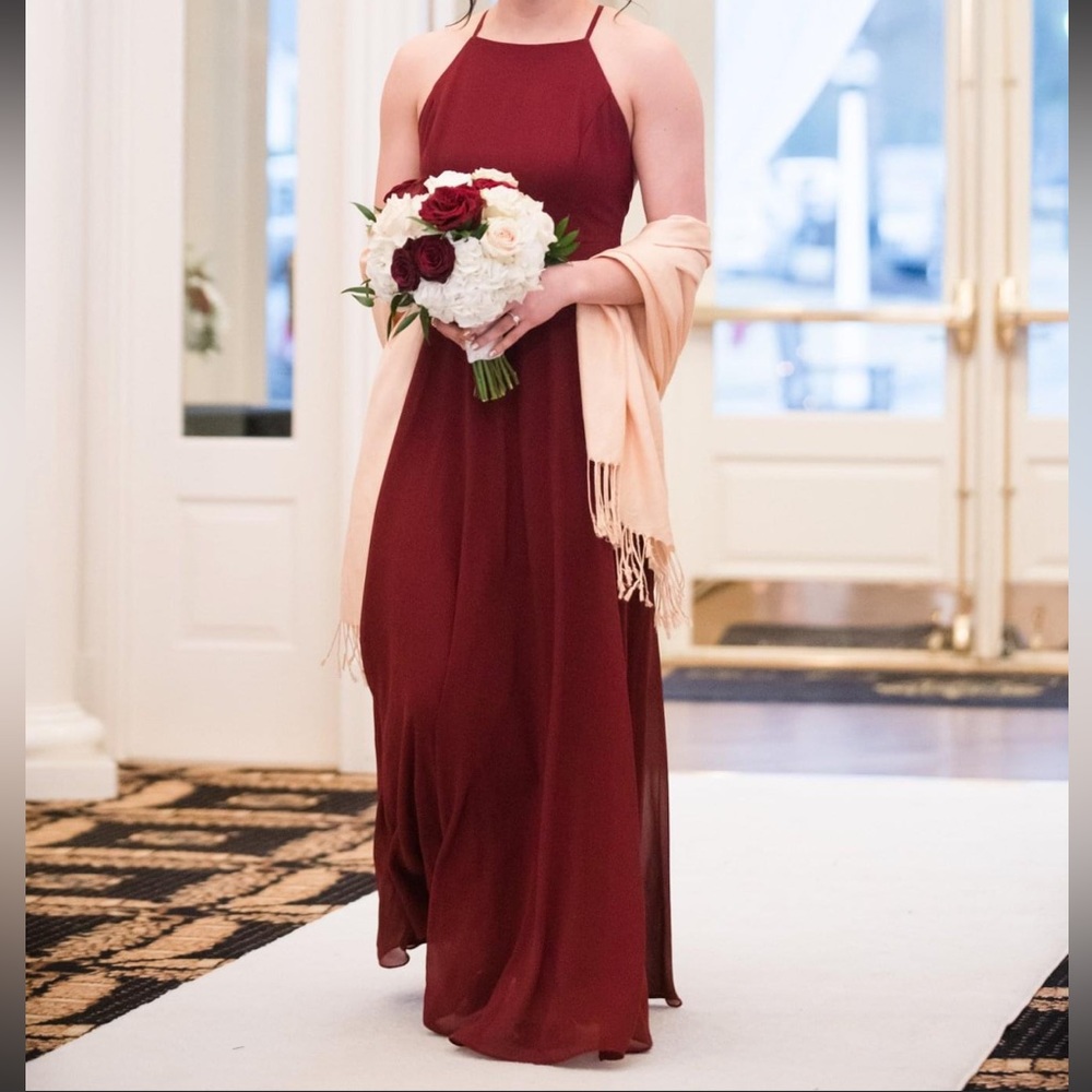 Lulu’s Maroon Full Length Bridesmaids/Formal Dress